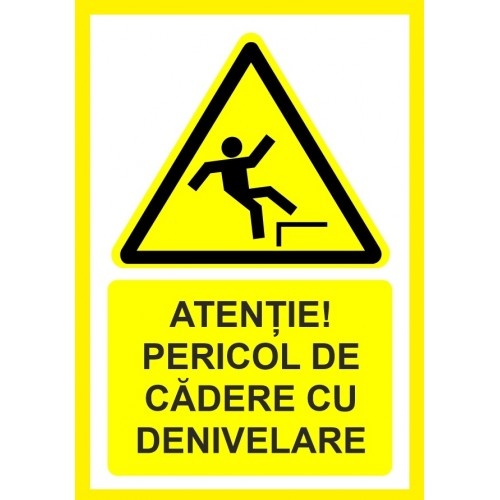 Indicator Atentie pericol de cadere cu denivelare, Sticker autocolant
