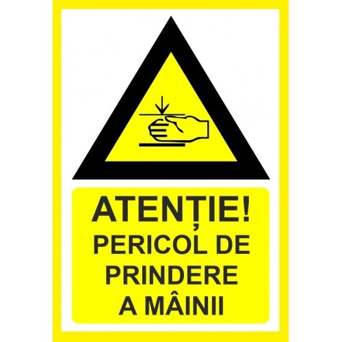Indicator Atentie pericol de prindere a mainii, Sticker autocolant