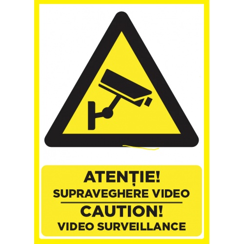 Indicator Atentie supraveghere video caution video surveillance, Sticker autocolant