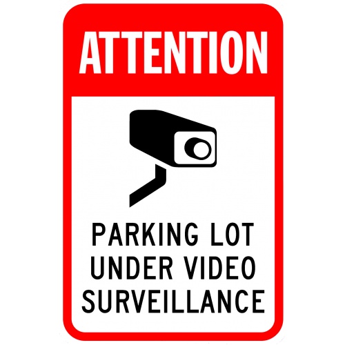 Indicator Attention Parking Lot Under Video Surveillance Sign, Sticker autocolant