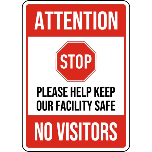 Indicator Attention Stop No Visitors Sign, Sticker autocolant