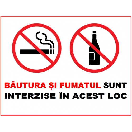 Indicator Bautura si fumatul sunt interzise in acest loc, Sticker autocolant