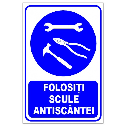 Indicator Folositi scule antiscantei v1, Sticker autocolant