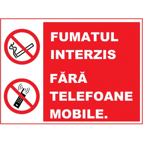Indicator Fumatul interzis fara telefoane mobile, Sticker autocolant