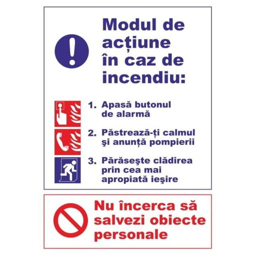 Indicator Mod de actiune in caz de incendiu indicator PSI autoadeziv sticker autocolantSticker autocolant