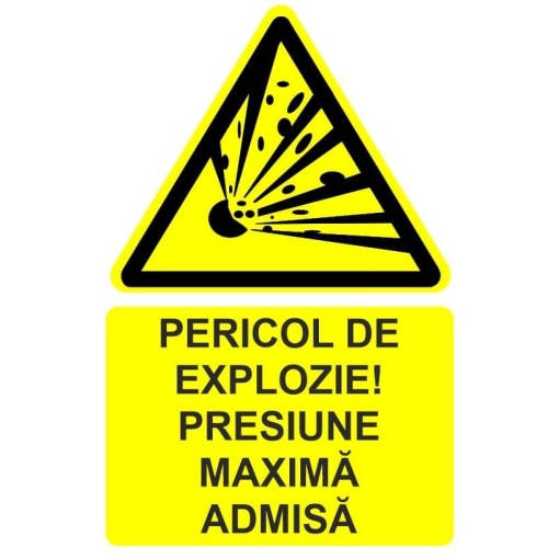 Indicator Pericol de explozie presiune maxima admisa indicator de avertizare, Sticker autocolant