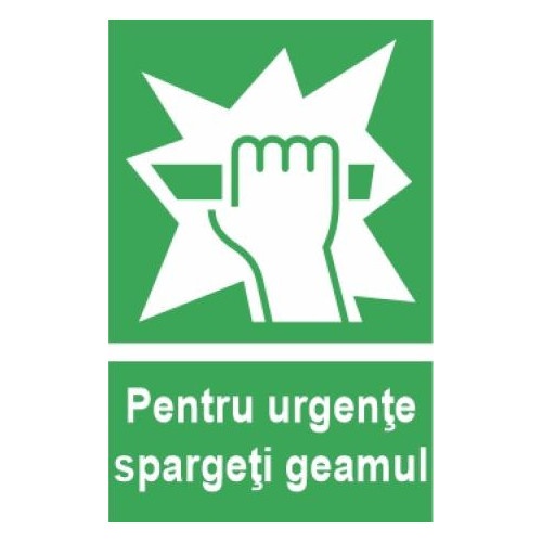 Indicator protectia muncii spargeti geamul urgenta, Sticker autocolant