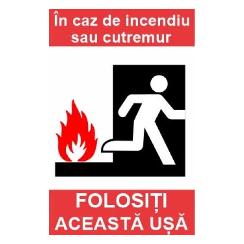 Indicator protectia muncii usa evacuare, Sticker autocolant