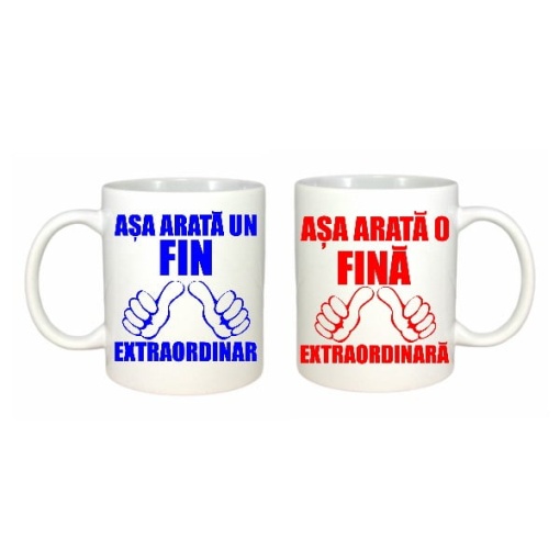 Set cadou 2 cani personalizate pentru Fini: Asa arata un fin fina extraordinara!