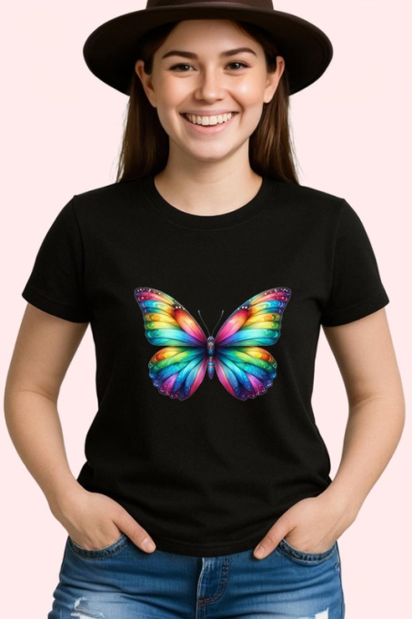 Tricou Fluture curcubeu viu colorat stil artistic vibrant Copii | Dama | Barbat Barbat