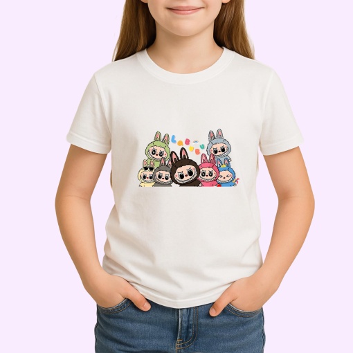 Tricou Labubu gasca completa, Unisex Dama si Barbat | Copii