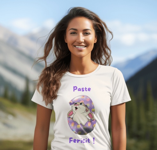 Tricou Pascal Dama Personalizat - Bucurie Într-un Mod Unic - din bumbac, personalizat - Cadou
