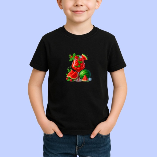 Tricou pepene in pahar Negru, Copii | Dama | Barbat