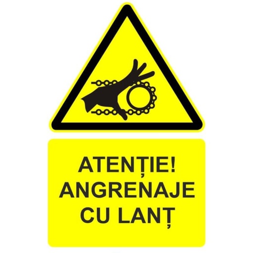 Indicator Atentie angrenaje cu lant indicator de avertizare, Sticker autocolant