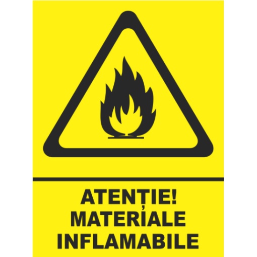 Indicator Atentie materiale inflamabile, Sticker autocolant