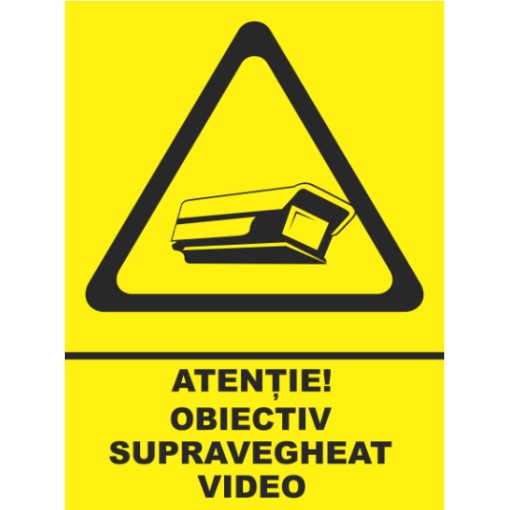 Indicator Atentie obiectiv supravegheat video, Sticker autocolant
