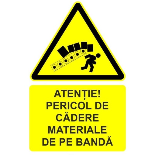 Indicator Atentie pericol de cadere materiale de pe banda indicator de avertizare, Sticker autocolant