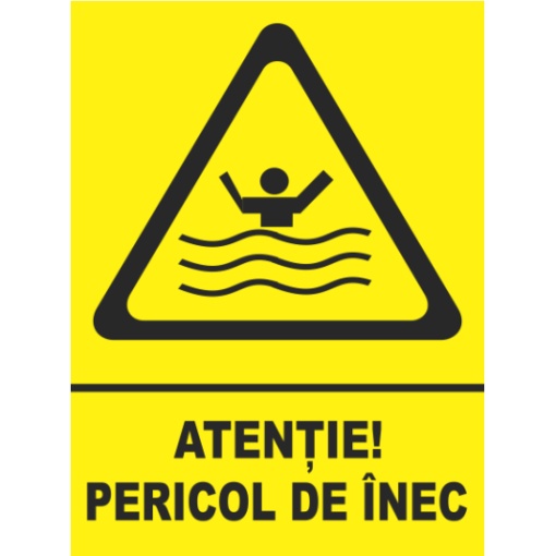 Indicator Atentie pericol de inec, Sticker autocolant
