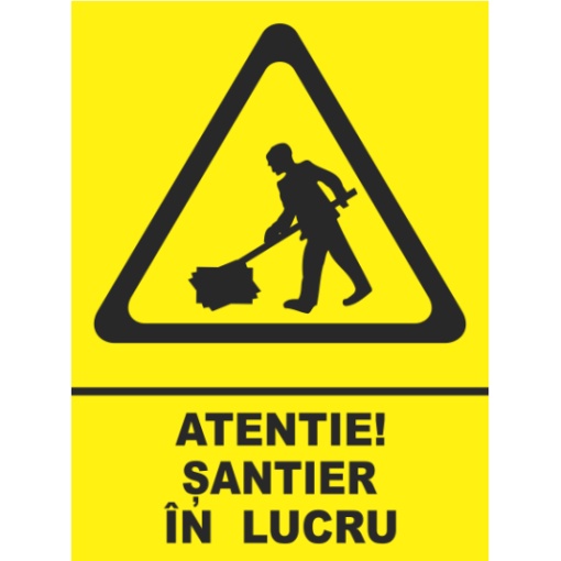 Indicator Atentie santier in lucru, Sticker autocolant