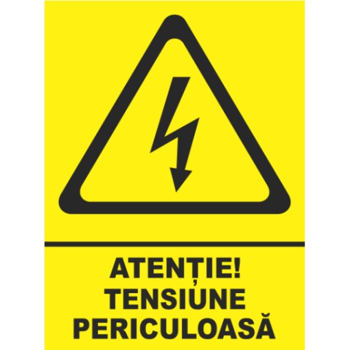 Indicator Atentie tensiune periculoasa, Sticker autocolant