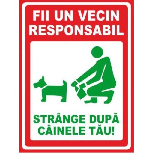 Indicator Fii un vecin responsabil strange dupa cainele tau, Sticker autocolant