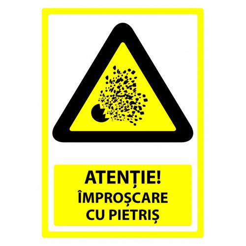 Indicator Semn atentie improscare cu pietris, Sticker autocolant