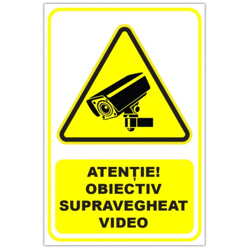 Indicator Semn de avertizare pentru obiectiv supravegheat video, Sticker autocolant