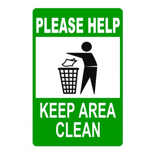 Indicator Sign please help keep area clean, Sticker autocolant
