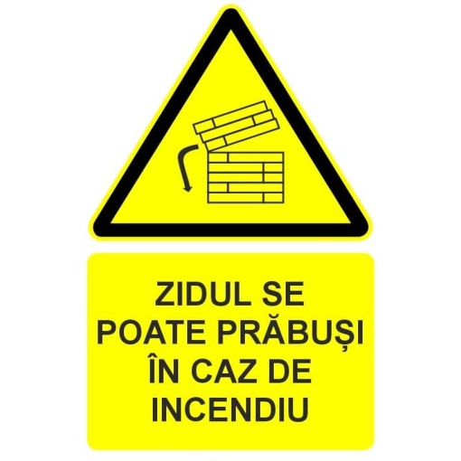 Indicator zidul se poate prabusi in caz de incendiu indicator de avertizare, Sticker autocolant