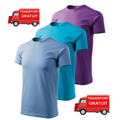Set 3 tricouri simple clasice barbati, albastru deschis, trucuaz, violet