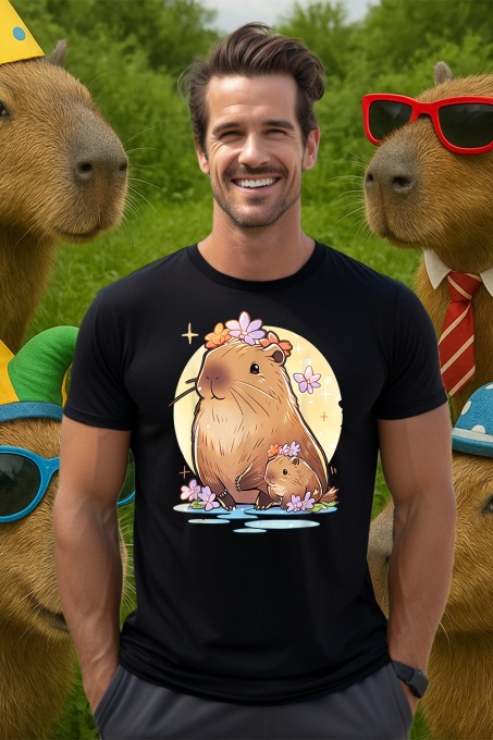Tricou Barbat CapyBara - Capybara si Mini capy