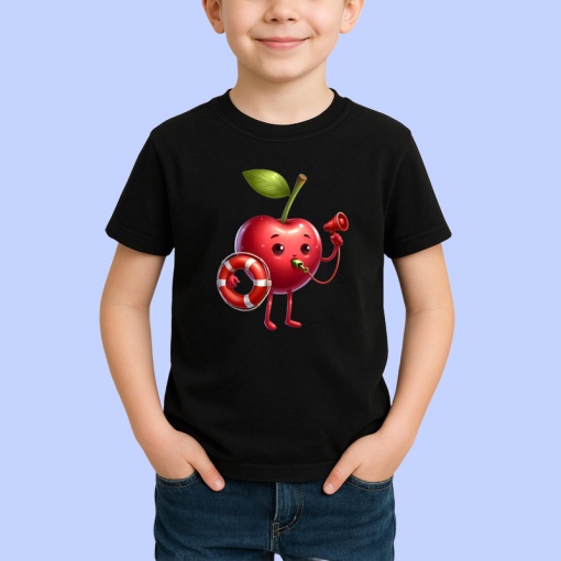 Tricou Cireasa de vara amuzanta salvamar, Fructe, Copii | Dama, culoare negru