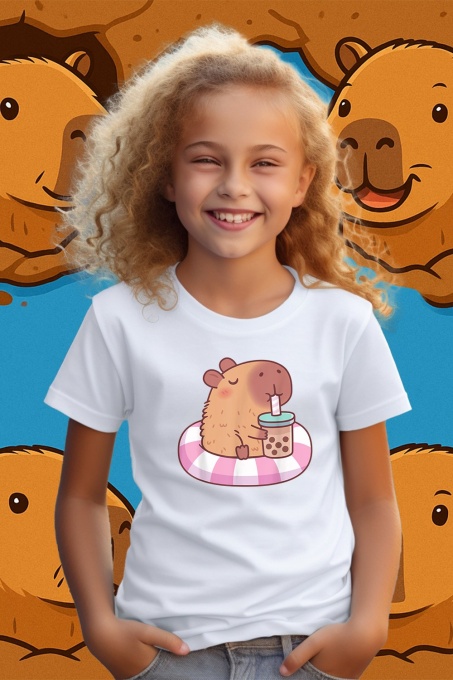 Tricou copii Capybara - pe un colac