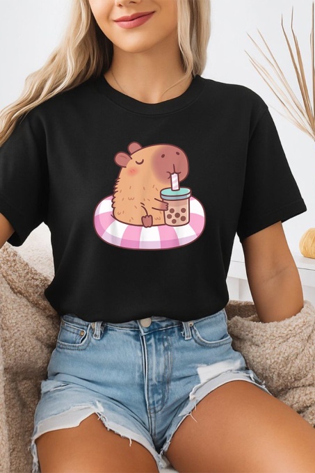 Tricou dama CapyBara - pe un colac