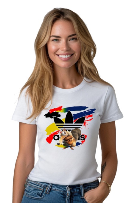 Tricou personalizat pentru damă din bumbac 100% Ice Age's Scrat, cu imprimeu pentru femei, stil modern, confortabil, tricou personalizat