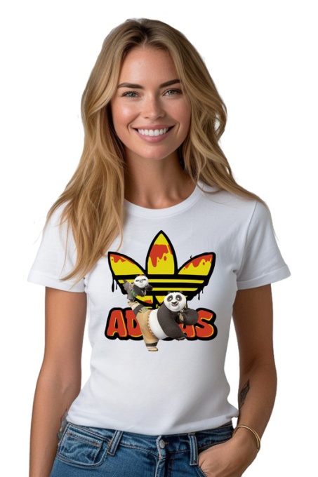 Tricou personalizat pentru damă din bumbac 100% Kung-Fu Panda Fighter, cu imprimeu pentru femei, stil modern, confortabil, tricou personalizat