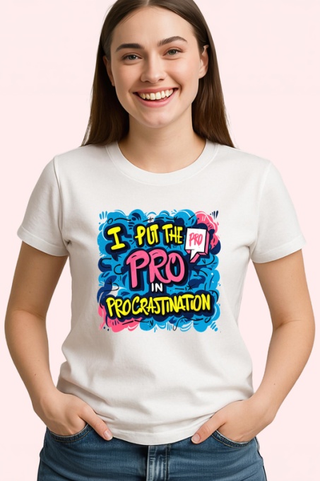 Tricou Pro In Procrastination Text Colorat, Copii | Dama | Barbat