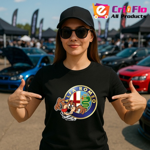 Tricou Tazz Vartej Dreapta Cu Logo Alfa Romeo | Unisex Dama si Barbat