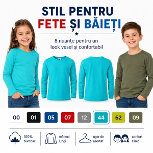 Bluză copii cu mânecă lungă FIT-T LS 121 – 100% bumbac, fete și băieți - Img 8