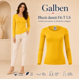 Bluză Damă decoltată din bumbac 100, slim fit cu mânecă lungă - 14 nuanțe - Img 13