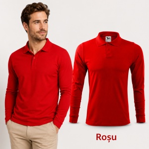 Bluză polo bărbați Malfini Single J. LS 211, mânecă lungă, 100% bumbac - Img 16