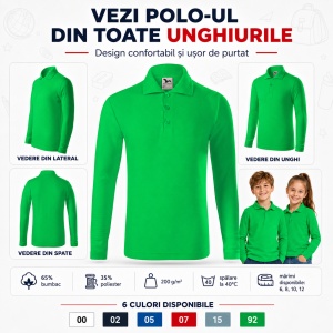 Bluză Polo Copii Simplă pentru Uniforma Școlară - Img 5