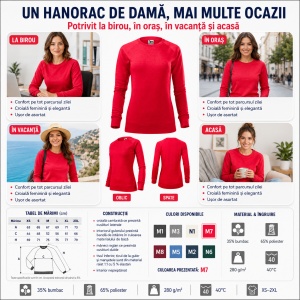 Bluză Simplă Mânecă Lungă Damă tip Hanorac Malfini 416 Merger – 280 g/m² - Img 8