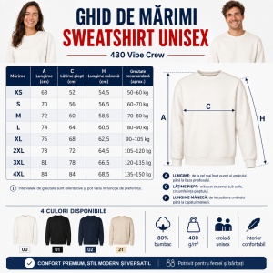 Bluză Unisex Damă și Bărbat tip Hanorac fără Glugă, Groasă, Casual și Confortabilă – Vibe Crew 430 - Img 4
