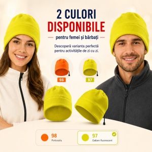 Căciulă Polar Fleece Unisex 2 în 1 Reflectorizantă Malfini Rimeck HV Practic 5V9 – 240 g/m²