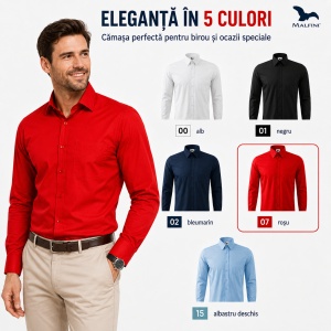 Cămașă bărbați cu mânecă lungă Malfini 209 Style LS, 100% bumbac, croială regular fit, guler clasic și buzunar la piept - Img 10