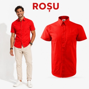 Cămașă bărbați cu mânecă scurtă Malfini 207 Shirt Short Sleeve, 100% bumbac, croială regular fit și buzunar la piept - Img 14