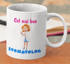 Cana alba personalizata cu mesajul - Cel mai bun Stomatolog - Cadou - Img 1