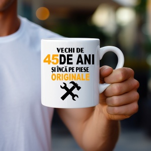Cana alba personalizata cu textul Vechi de .. ani si inca pe piese originale - Img 85