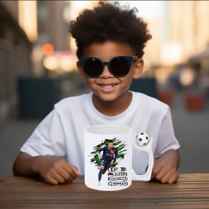 Cana Antistres motivationala cu jucatorul preferat Kylian Mbappe Eat Sleep Football Repeat - Img 2